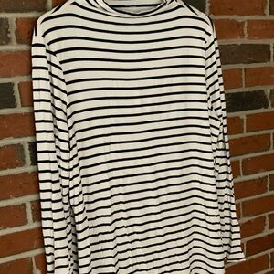 Daily ritual striped mock neck shirt